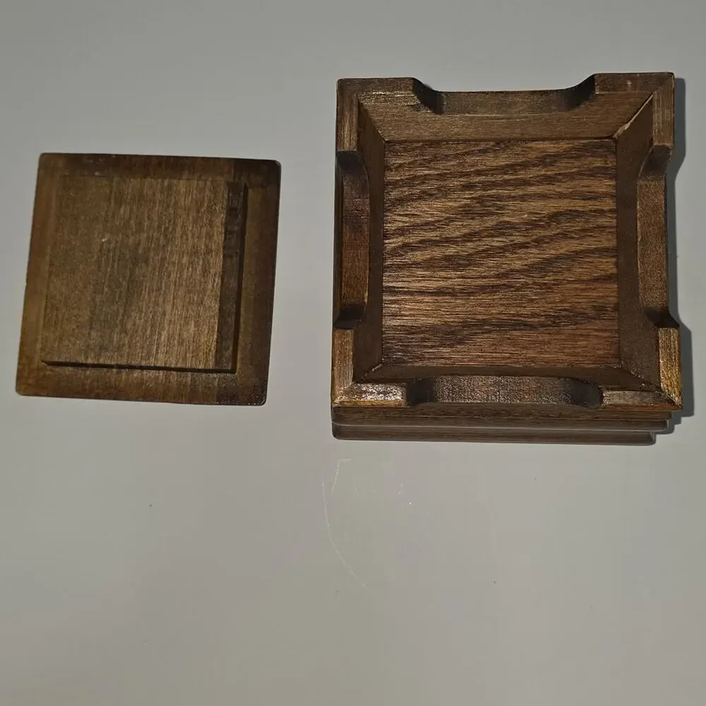 Vintage Small Wooden Jewelry Storage Square Decor Box With Removable Lid